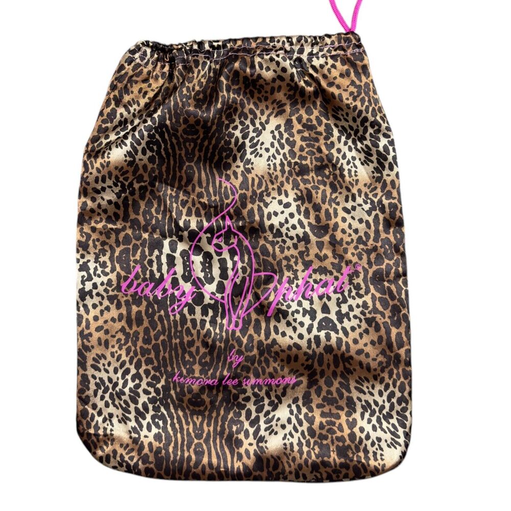 Baby Phat Women's OS Brown Black Satin Leopard Animal Print Drawstring Dust Bag